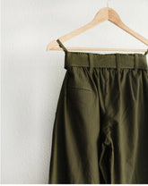 Moss olive double pleat pants